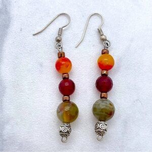 Colorful Stone Earrings Boho Chic, Unique and Vibrant Design